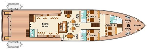 Deckplan Hauptdeck der Galapagos Yacht Galaxy