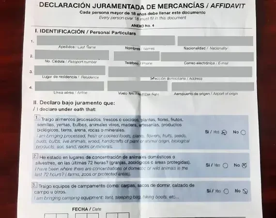 Einreisedokument Galapagos