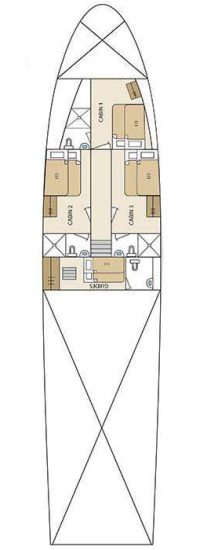 aqua-deckplan-lower Galapagos Tuchyacht Aqua - Deckplan Unterdeck