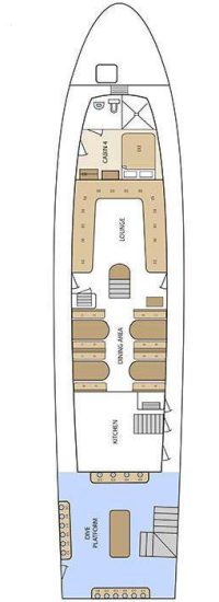aqua-deckplan-main Galapagos Tauchyacht Aqua - Deckplan Hauptdeck
